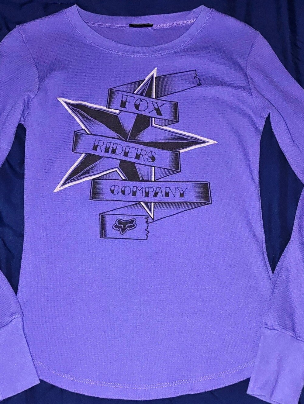 Fox Vintage Purple Long Sleeve  Thermal With Star& Ribbon Graphics